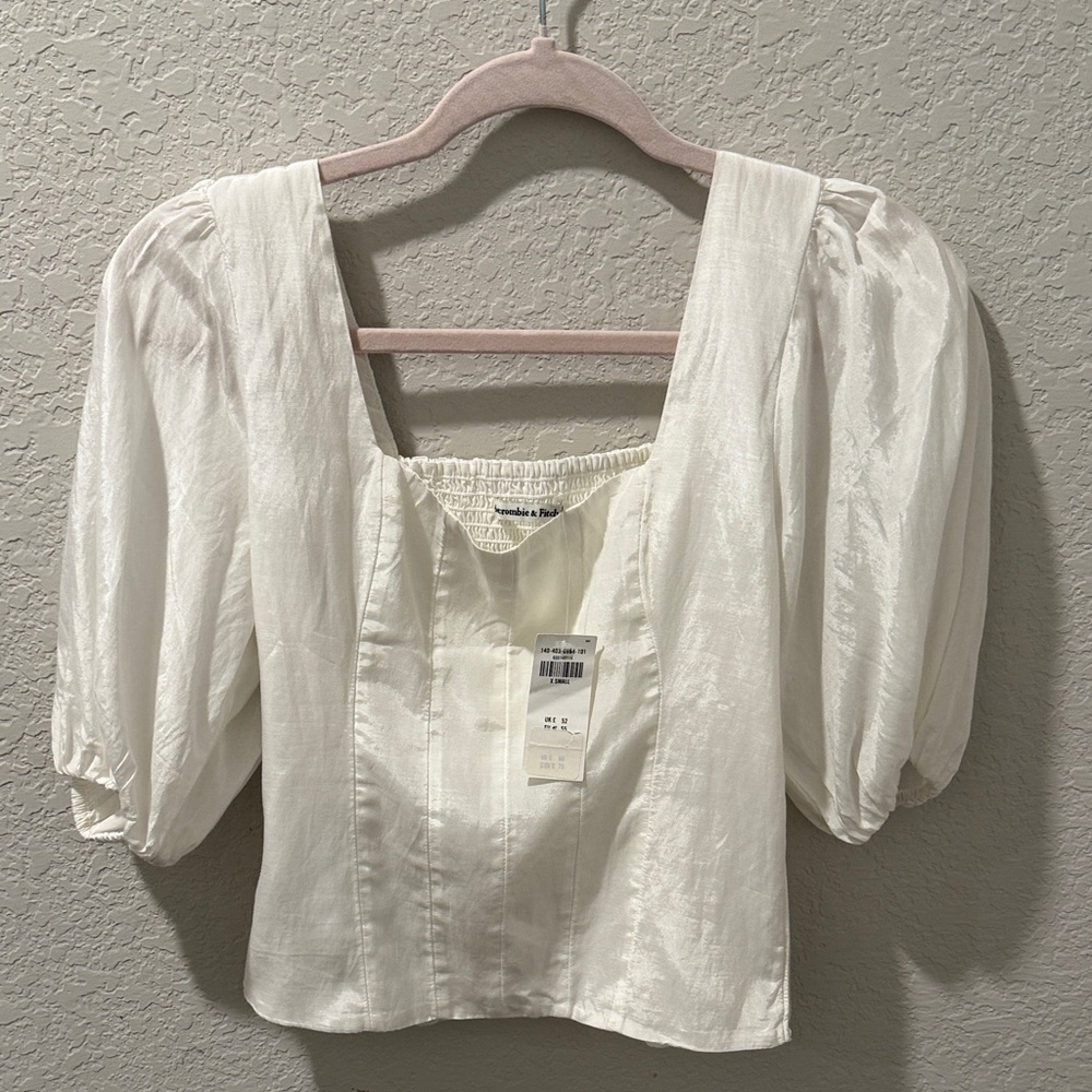 Abercrombie & Fitch White Puff Sleeve Blouse